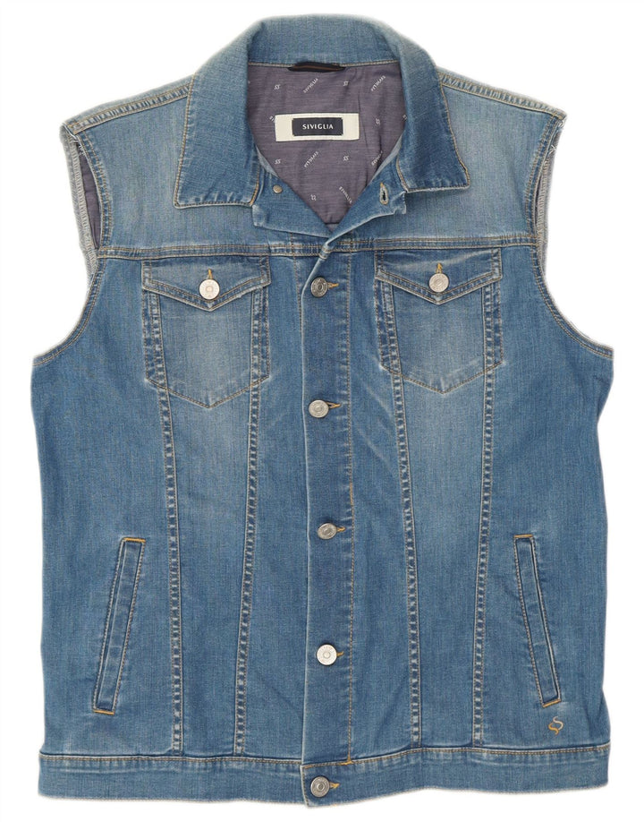 SIVIGLIA Herre Denim Gilet UK 38 Medium Blue