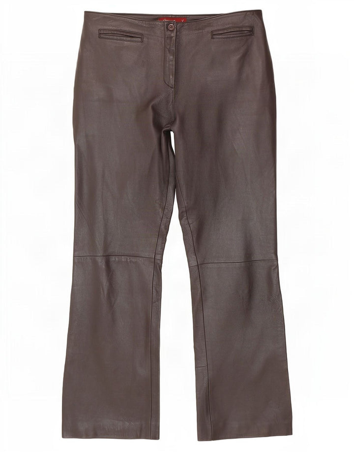 Olly & Co Dame Bootcut Læderbukser UK 14 Large W34 L30 Brun