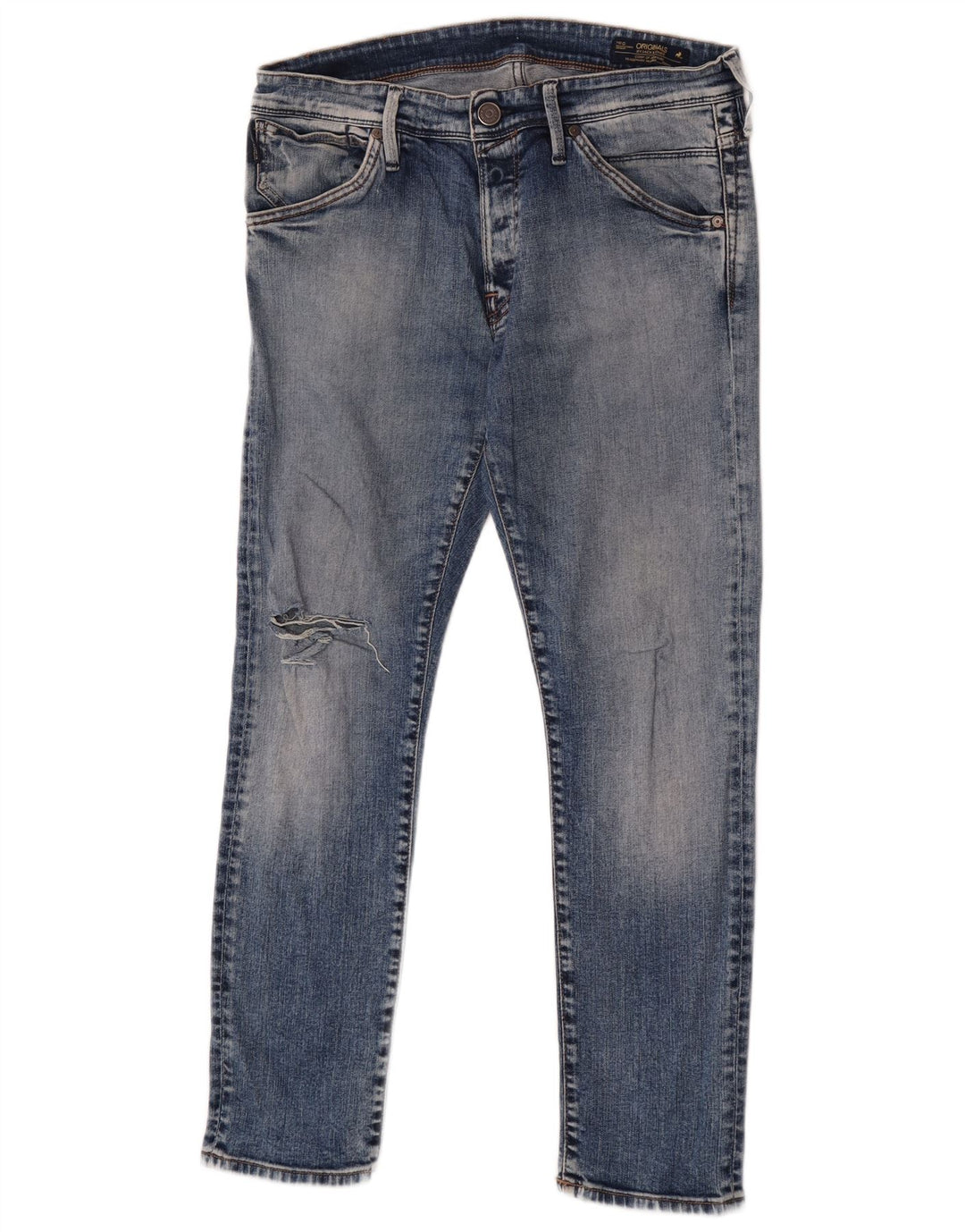 Jack & Jones Herre Distressed Slim Jeans W34 L30 Blå Bomuld