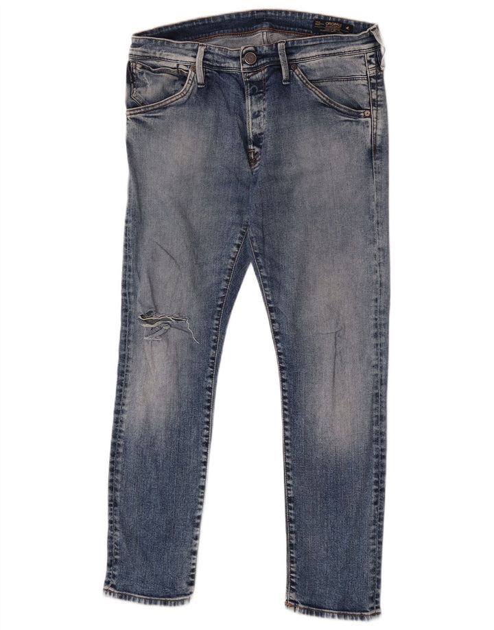Jack & Jones Herre Distressed Slim Jeans W34 L30 Blå Bomuld