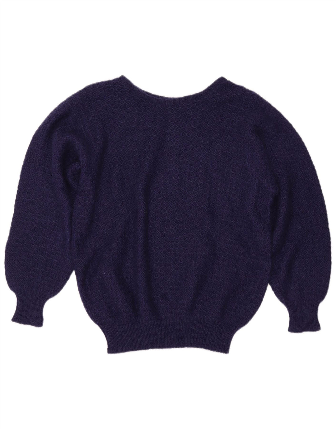 VINTAGE Dame Boat Neck Jumper Sweater UK 16 Large Navy Blue Mohair