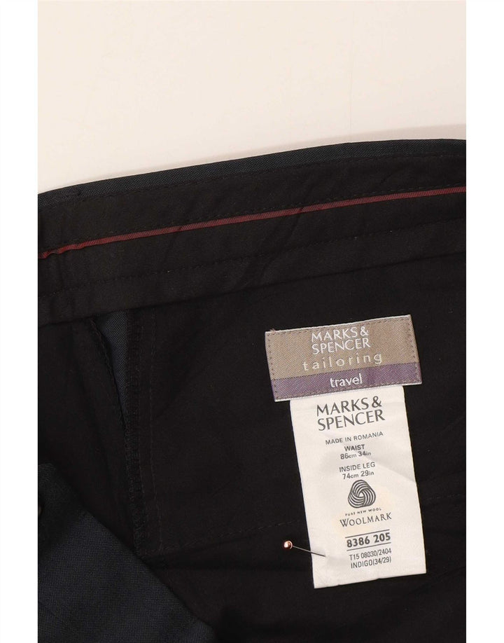 Marks & Spencer Straight Casual bukser til mænd W34 L29 Marineblå uld
