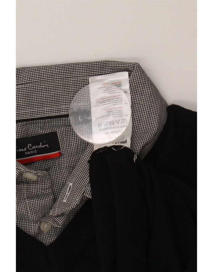 PIERRE CARDIN Herre V-hals sweater Stor Sort Akryl