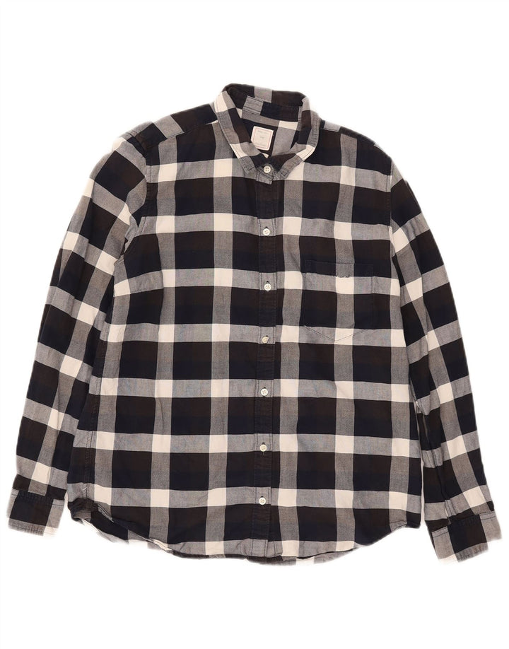 Gap Womens Classic Fit Flannel Shirt UK 14 Medium Black Ternet Bomuld