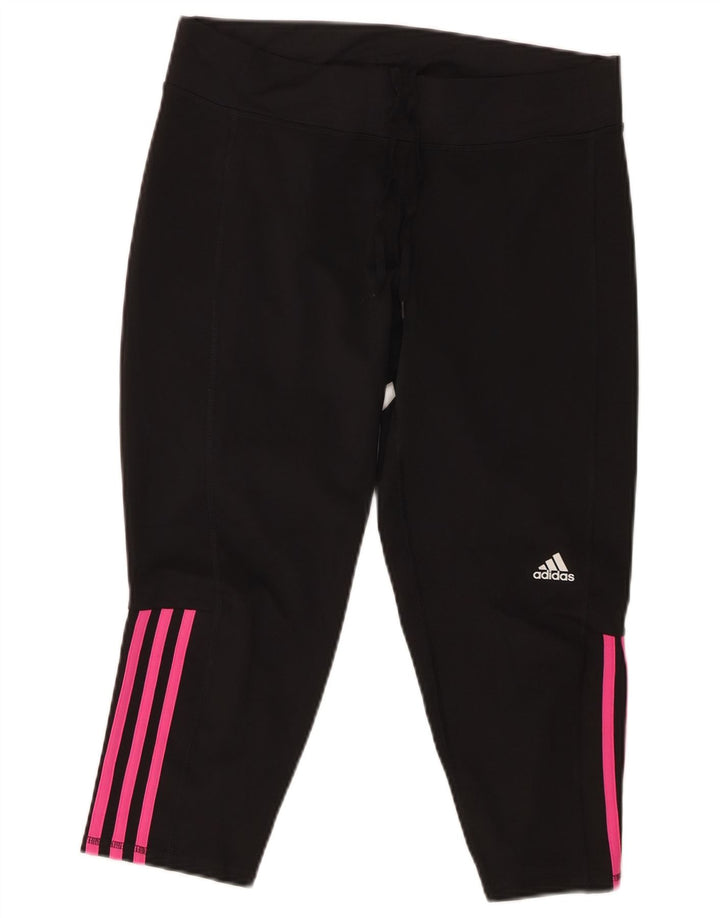 ADIDAS Capri træningsdragtbukser til kvinder UK 16/18 Stor sort polyester