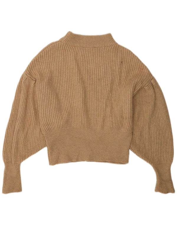 Zara Dame Oversized Crew Neck Jumper Sweater UK 10 Small Brown
