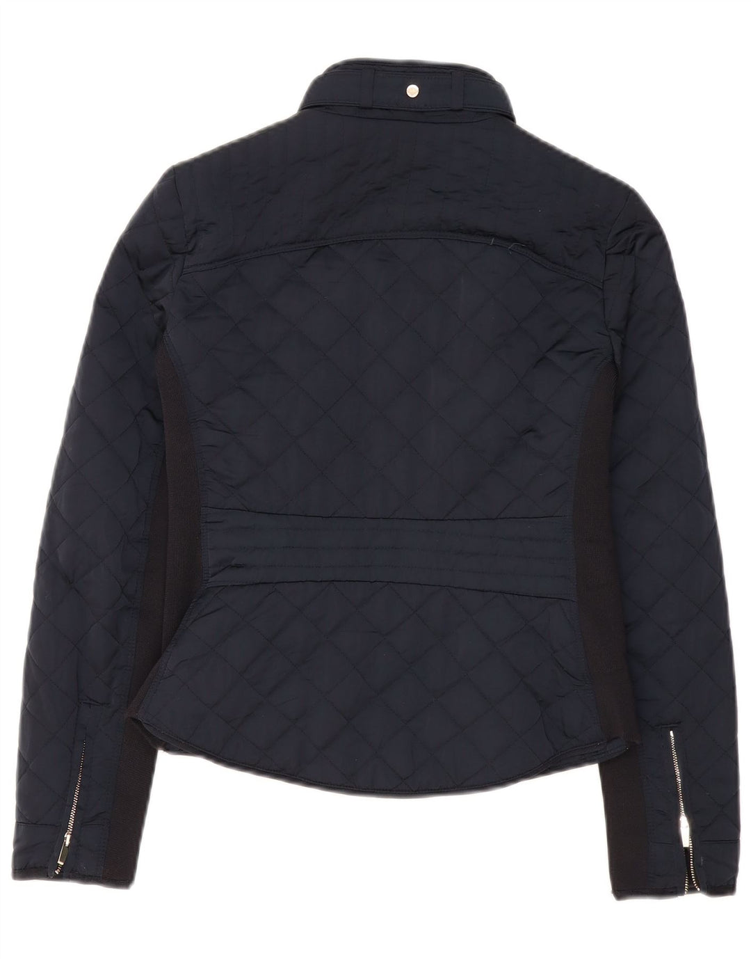 Zara Quiltet jakke til kvinder UK 10 Small Navy Blue Colourblock Polyester