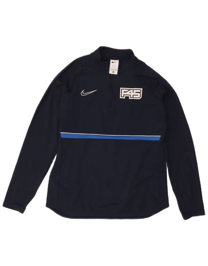 Nike Dame Dri Fit Grafisk Pullover Træningsdragt Top UK 14 Medium Navy Blue