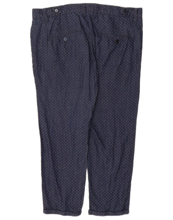 Zara Herre Crop Tapered Chino Bukser EU 42 Large W32 L23 Marineblå Plettet