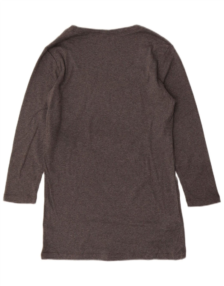 EDDIE BAUER Dame Top 3/4 ærmer UK 12 Medium Grå Bomuld