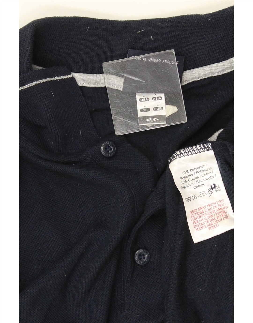 Umbro Herre Polo Shirt Large Navy Blue Polyester