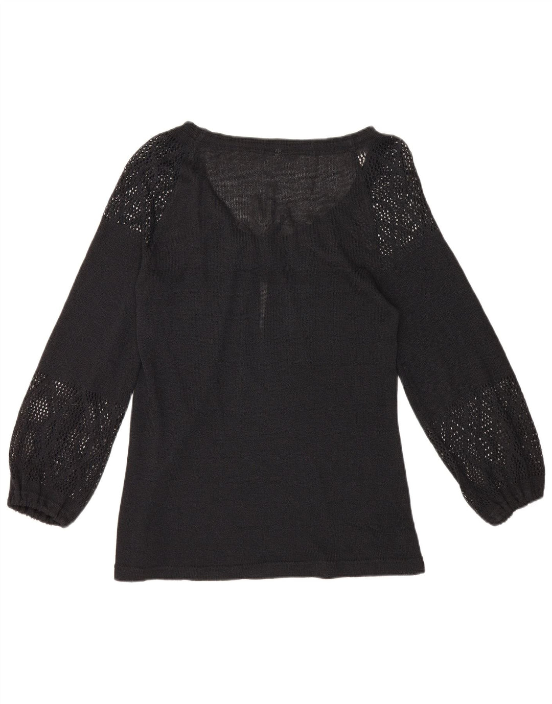 Vintage Dame Langærmet Bluse Top IT 44 Medium Sort