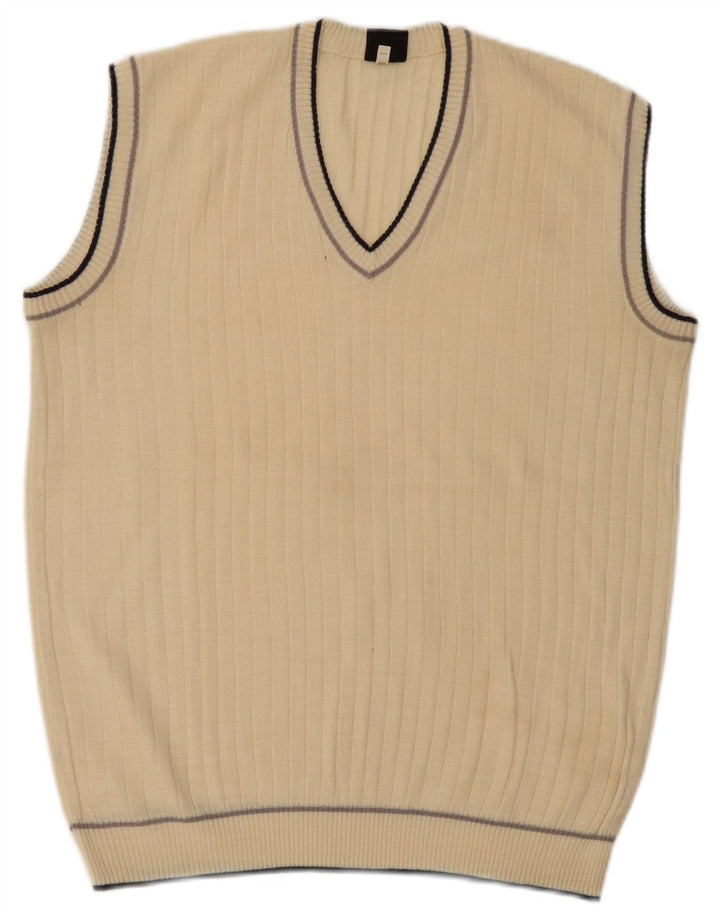 Vintage Herrevest Tank Top IT 52 Stor Beige Polyacryl