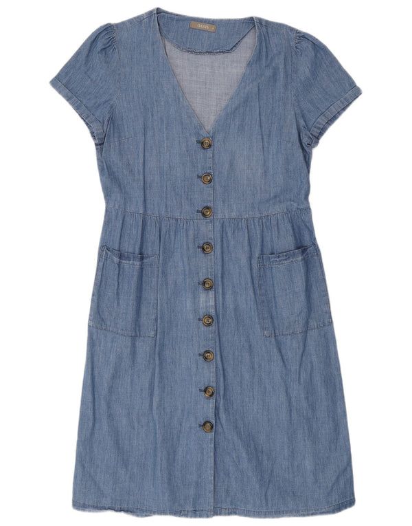 Oasis Dame Denim Skjortekjole UK 16 Stor Blå Bomuld