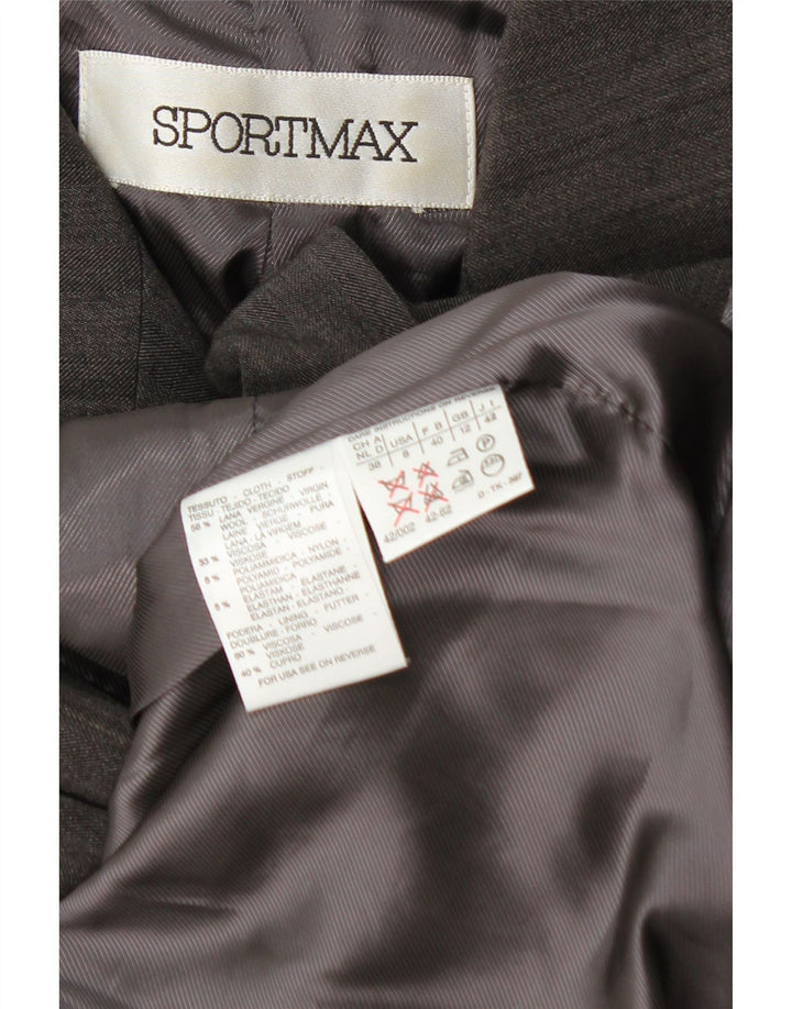 Sportmax Dame Dobbeltradet Blazer Jacket UK 12 Medium Grå Stribet