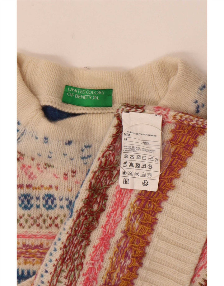 Benetton Dame Turtle Neck Jumper Sweater UK 14 Medium Flerfarvet