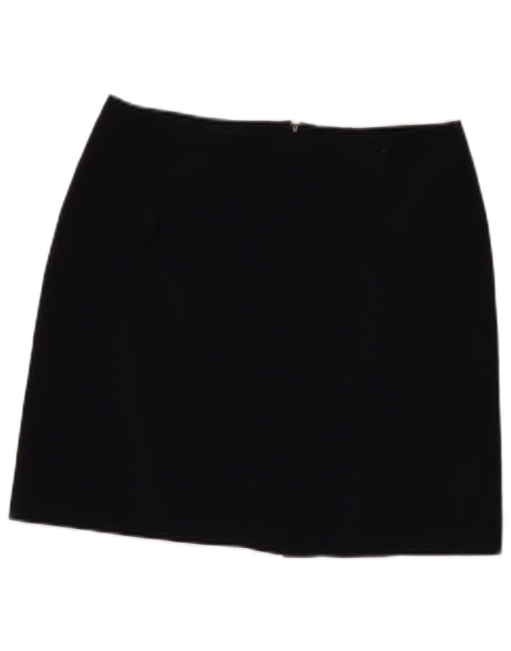 Benetton Dame Mini Nederdel IT 44 Medium W28 Marineblå Virgin Wool