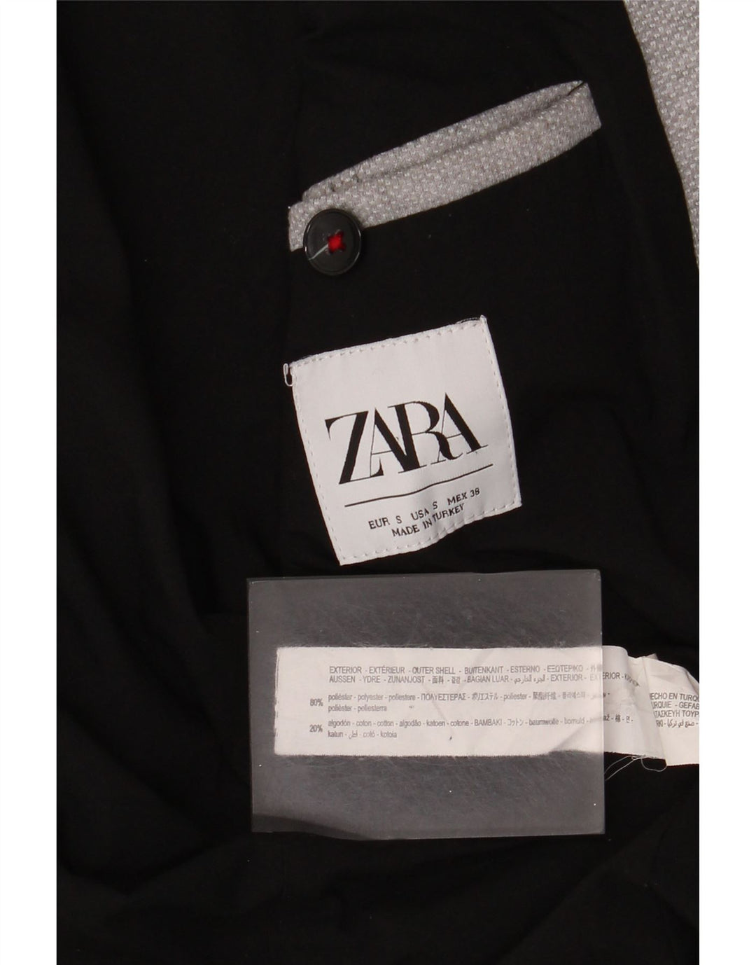 Zara Herre 2-knaps blazerjakke UK 36 Lille grå polyester