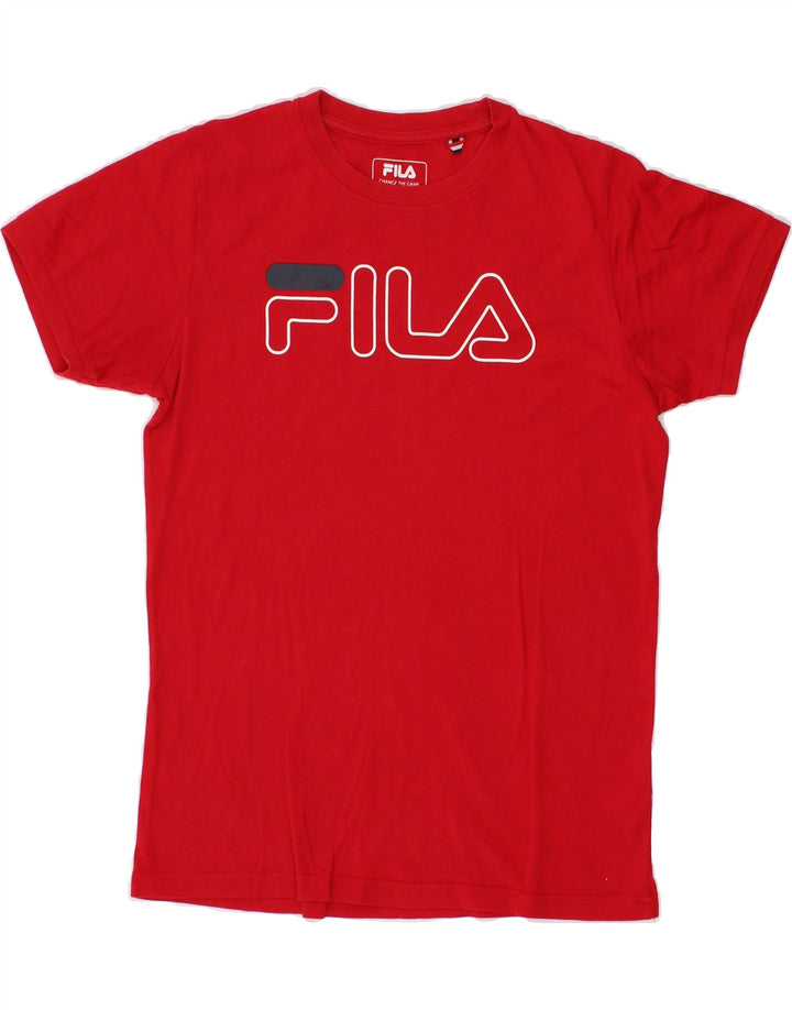 FILA Boys Graphic T-Shirt Top 13-14 Years Red Cotton Vintage Fila and Second-Hand Fila from Messina Hembry 