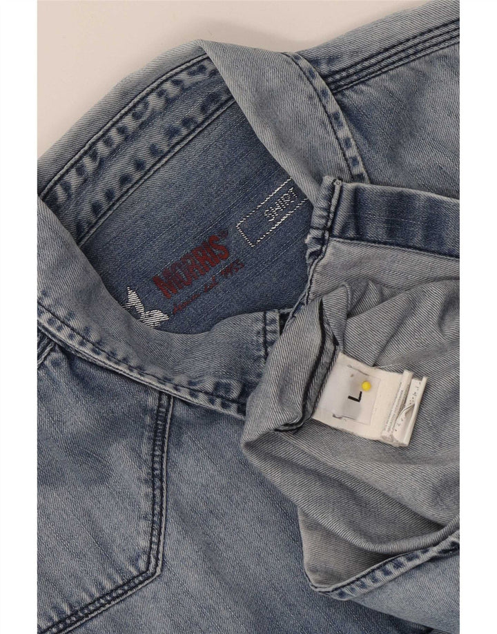 Morris Denimskjorte til mænd Large Blue Cotton