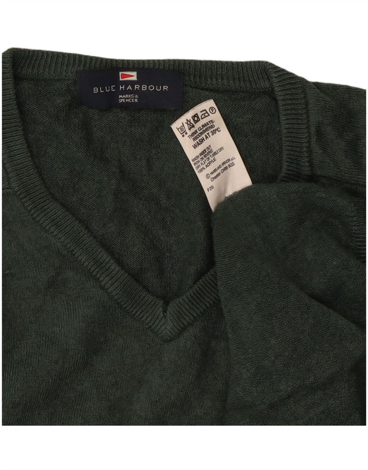 Marks & Spencer Herre Blue Harbor V-hals sweater lille grøn akryl