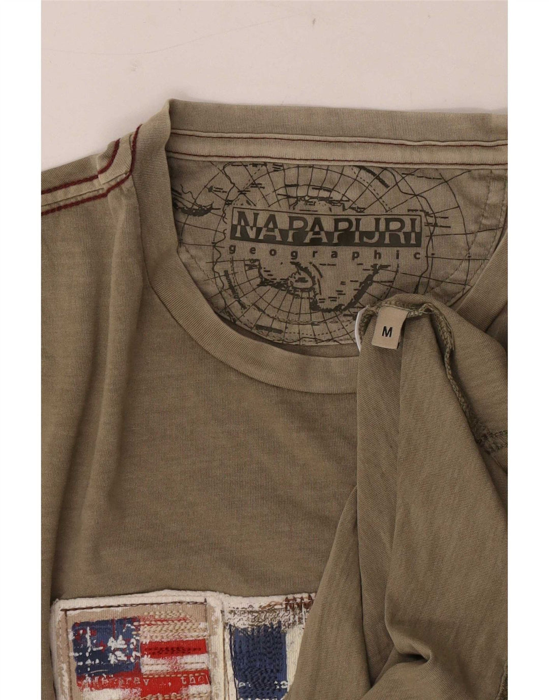 Napapijri Herre Geographic Graphic T-Shirt Top Medium Khaki