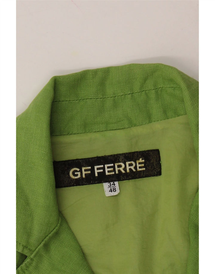 GF FERRE Womens 3 Button Blazer Jacket IT 48 XL Green Linen Vintage GF Ferre and Second-Hand GF Ferre from Messina Hembry 