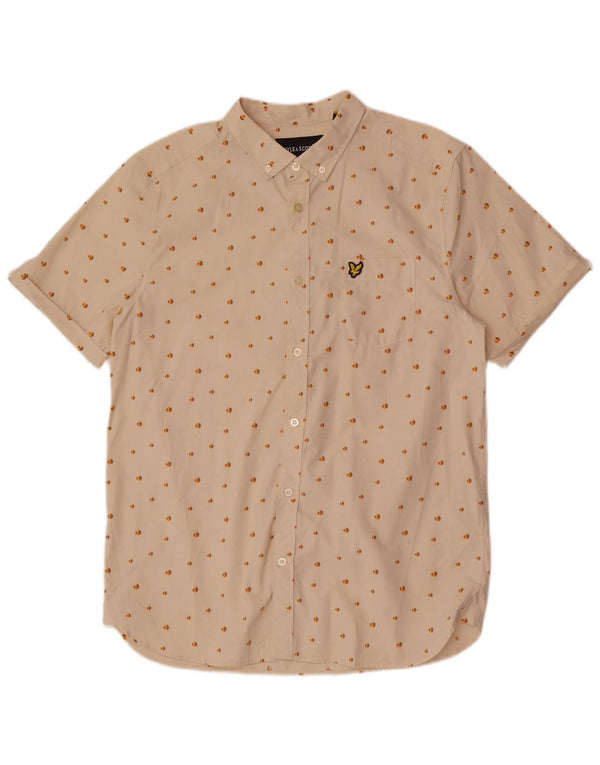 Lyle & Scott Kortærmet Herreskjorte Stor Beige Plettet Bomuld