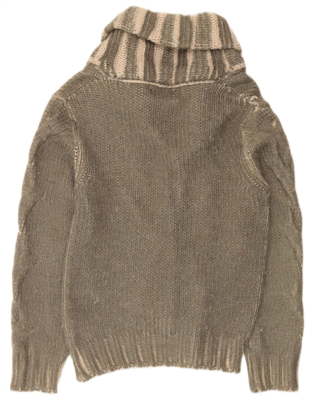 Zara Herre cardigan sweater Medium Khaki stribet akryl