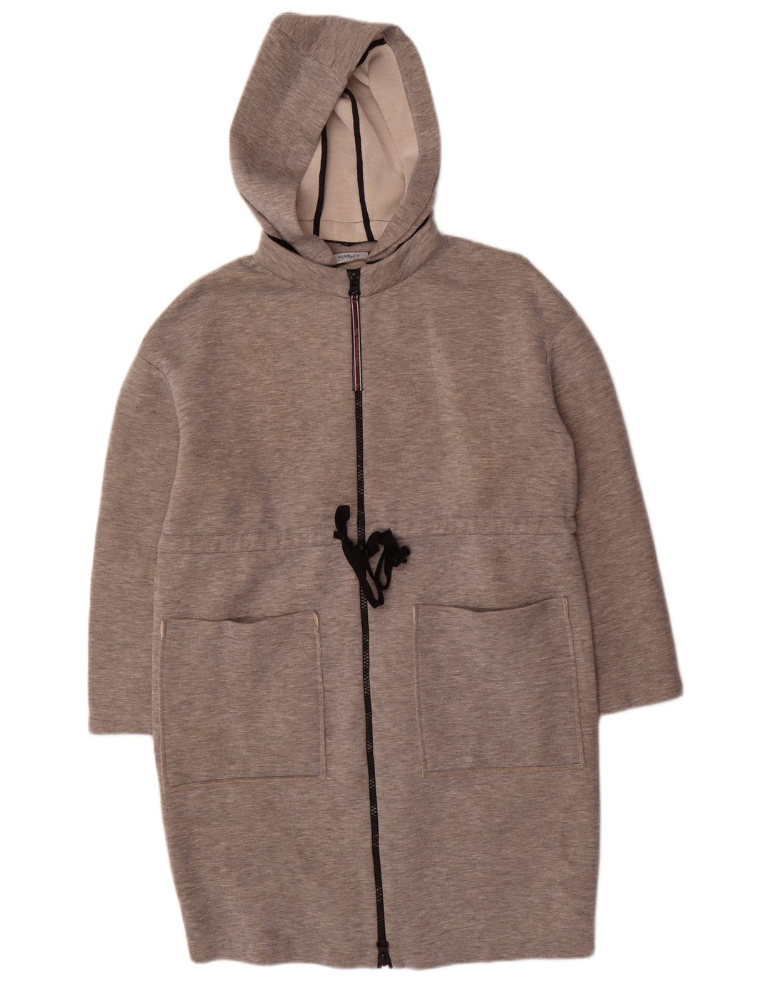 Max & Co. Oversized overfrakke med hætte til kvinder DK 10 Small Grå Flecked Modal