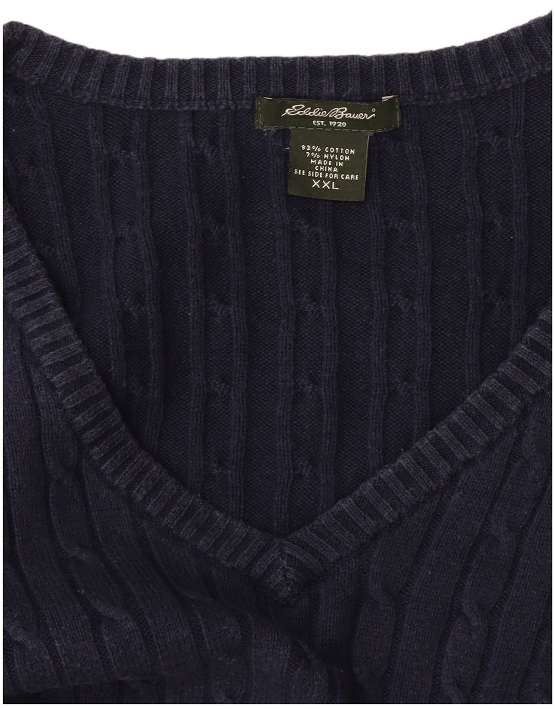 Eddie Bauer Dame Oversized V-hals Jumper Sweater UK 20 2XL Navy Blue