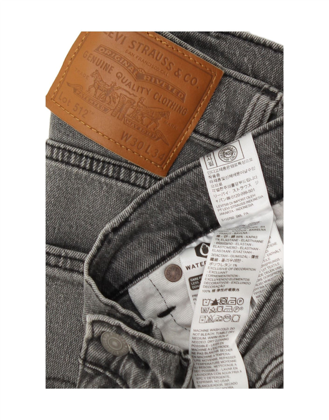 Levi's Herre 512 Slim Tapered Jeans W30 L34 Grå Bomuld