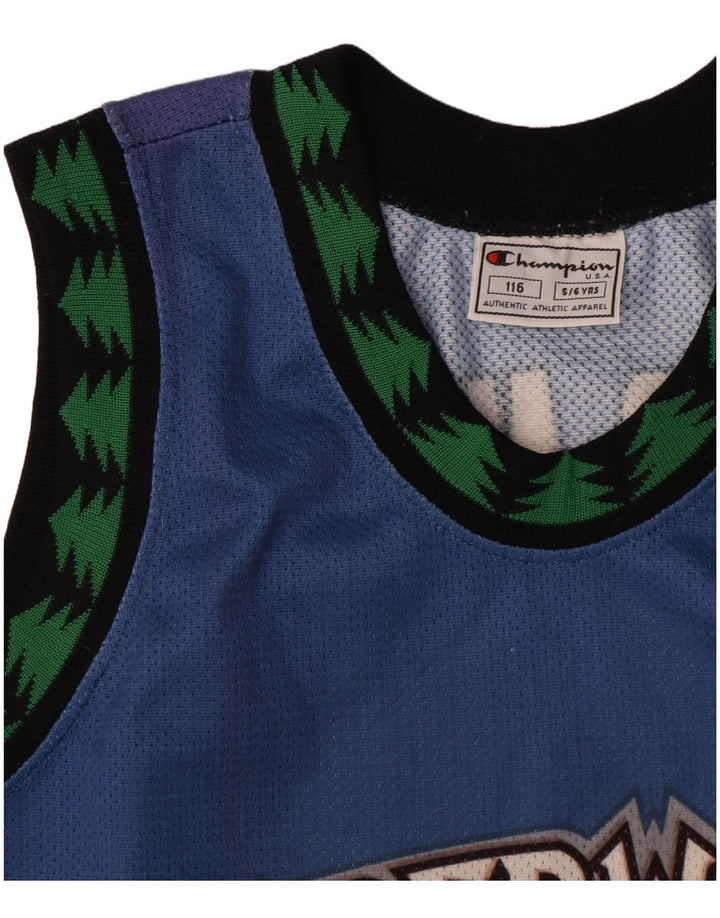 Champion Boys Timberwolves Grafisk Vest Top 5-6 År Blå Geometrisk