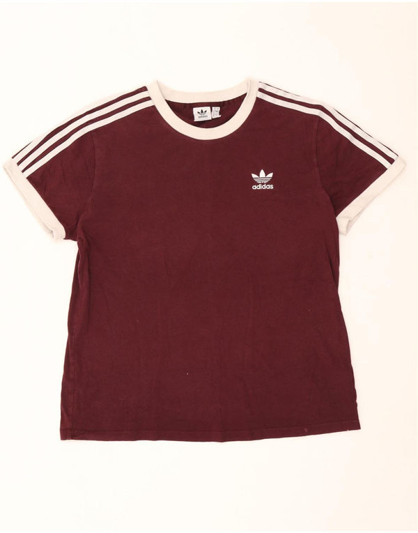 Adidas Womens Oversized T-Shirt Top UK 8 Small Burgundy Cotton