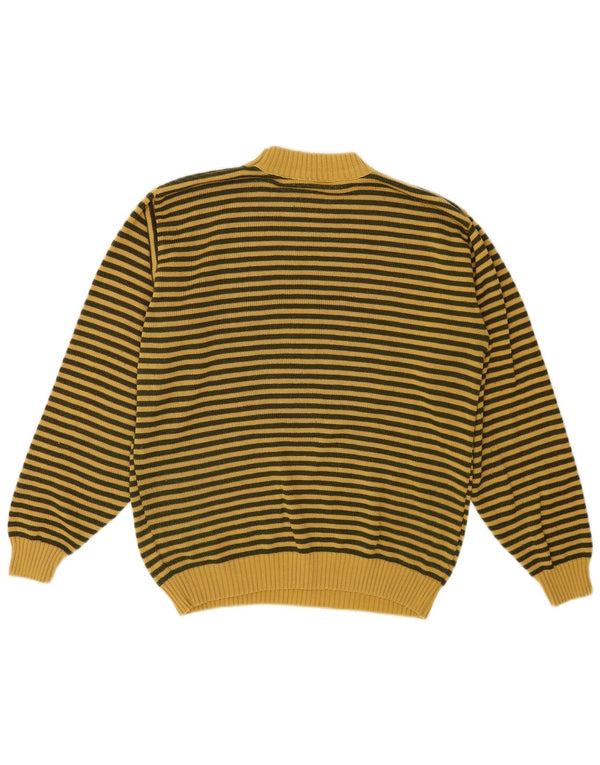 Vintage Womens Graphic Crew Neck Jumper Sweater EU 42 Large Yellow Retro