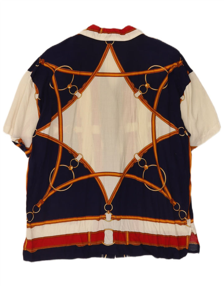 VINTAGE kvinders abstrakt mønster skjortebluse UK 18 XL Flerfarvet