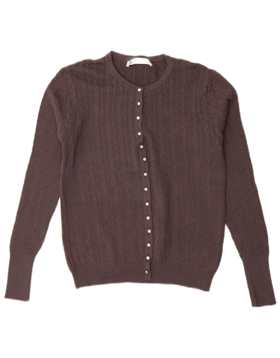 Zara Dame Cardigan Sweater UK 16 Large Grå Viscose