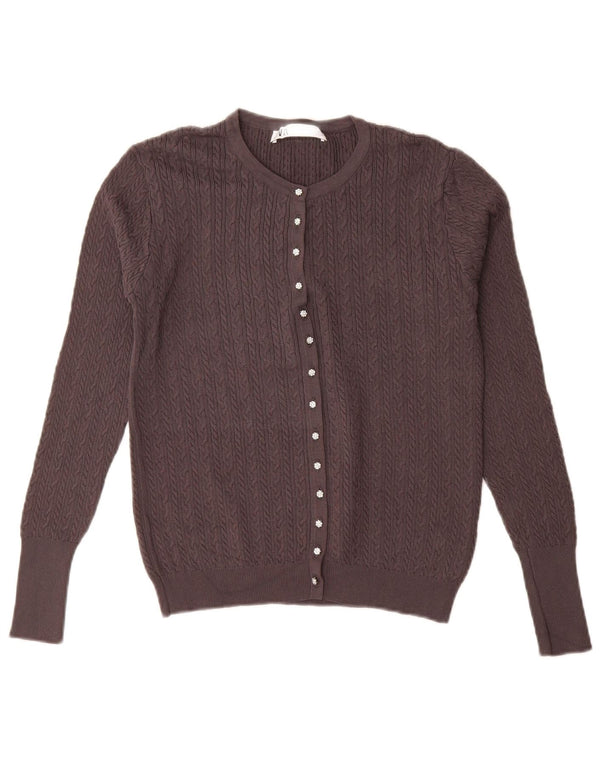 Zara Dame Cardigan Sweater UK 16 Large Grå Viscose