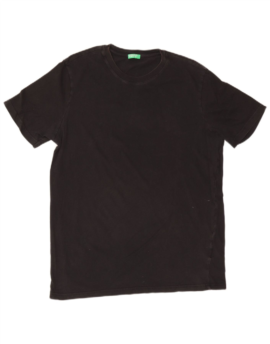 Benetton Herre T-Shirt Top Stor Sort Bomuld