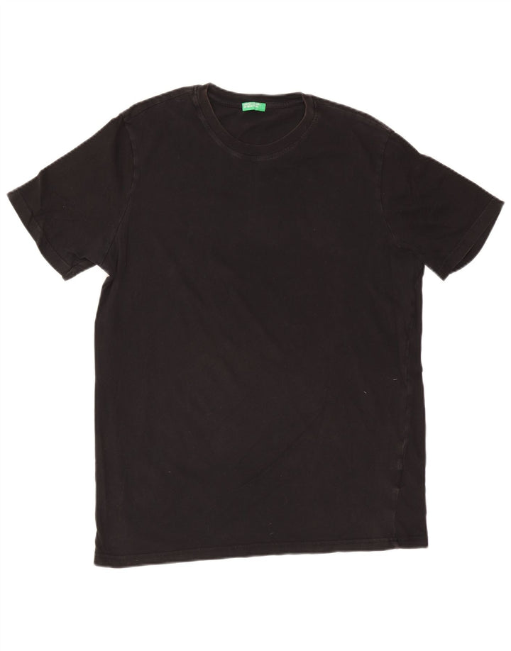 Benetton Herre T-Shirt Top Stor Sort Bomuld