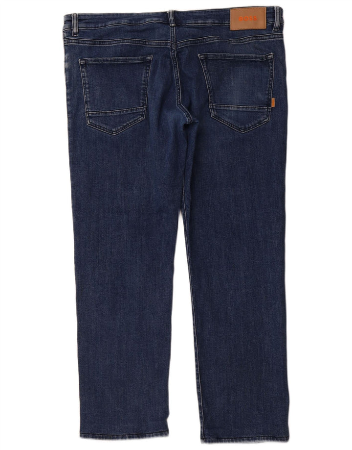 HUGO BOSS Straight jeans til mænd W40 L29 Blå Bomuld