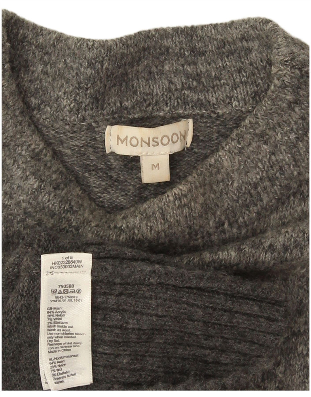 Monsoon Dame Jumper Dress UK 14 Medium Grey Colourblock Acryl