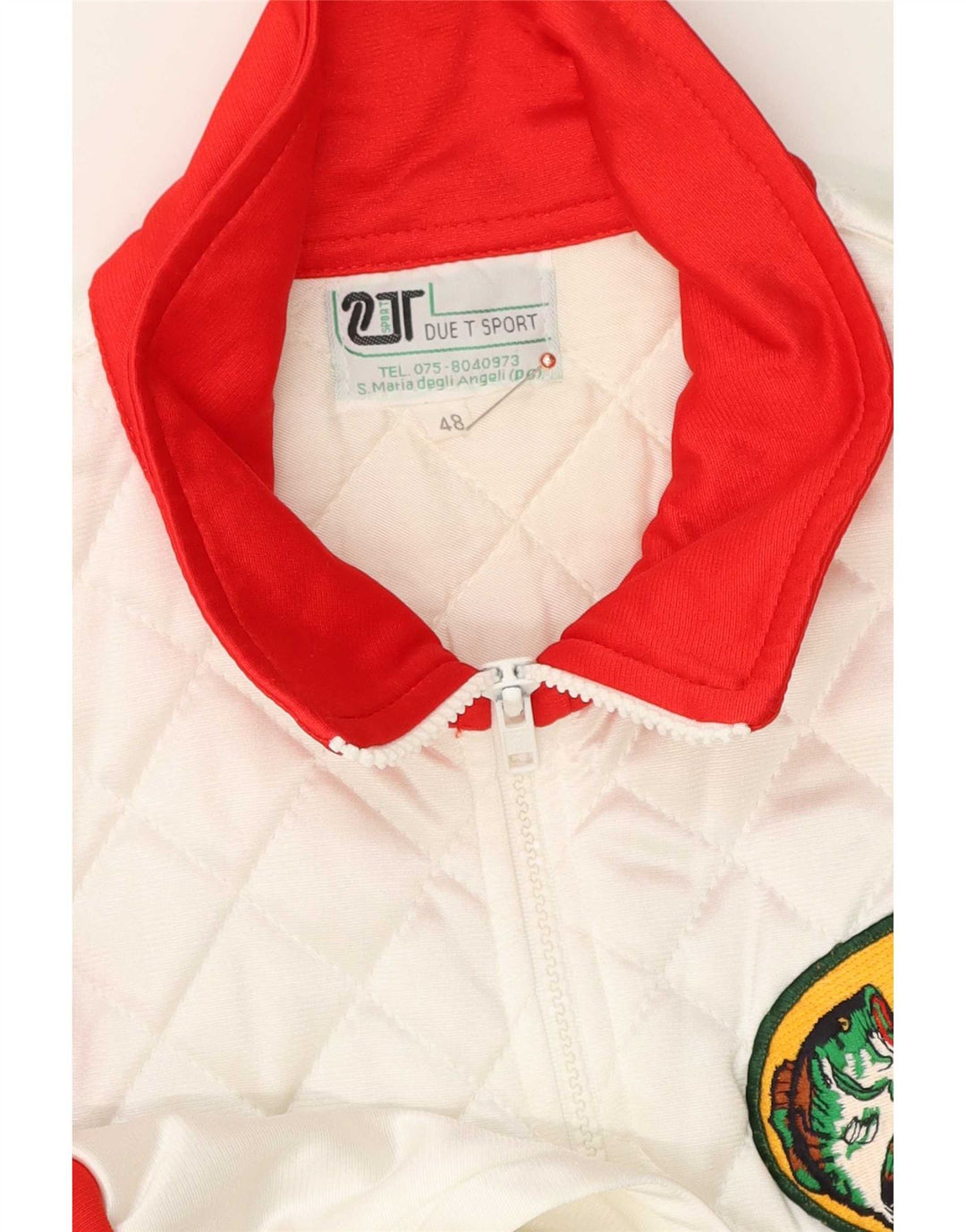 Vintage Herre grafisk træningsdragt Topjakke IT 48 Medium White Colourblock