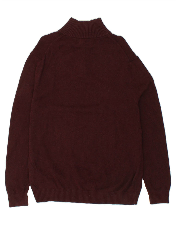 NAUTICA Mens Zip Neck Jumper Sweater Medium Maroon Cotton Vintage Nautica and Second-Hand Nautica from Messina Hembry 