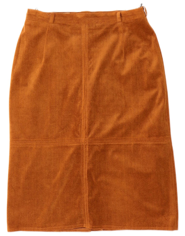 Vintage dame velour lige nederdel Medium W28 brun polyester