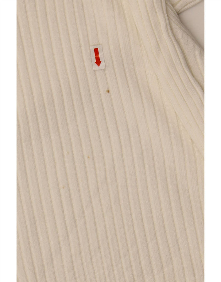 ZARA Dame Crop Roll Neck Sweater UK 10 Small White Viscose