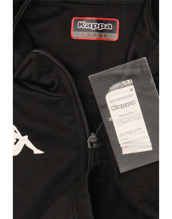 Kappa Herre Grafisk Zip Neck Sweatshirt Jumper Large Sort Polyester