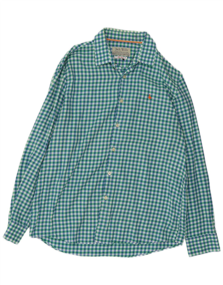 JACK WILLS Herreskjorte Stor Grøn Gingham Bomuld