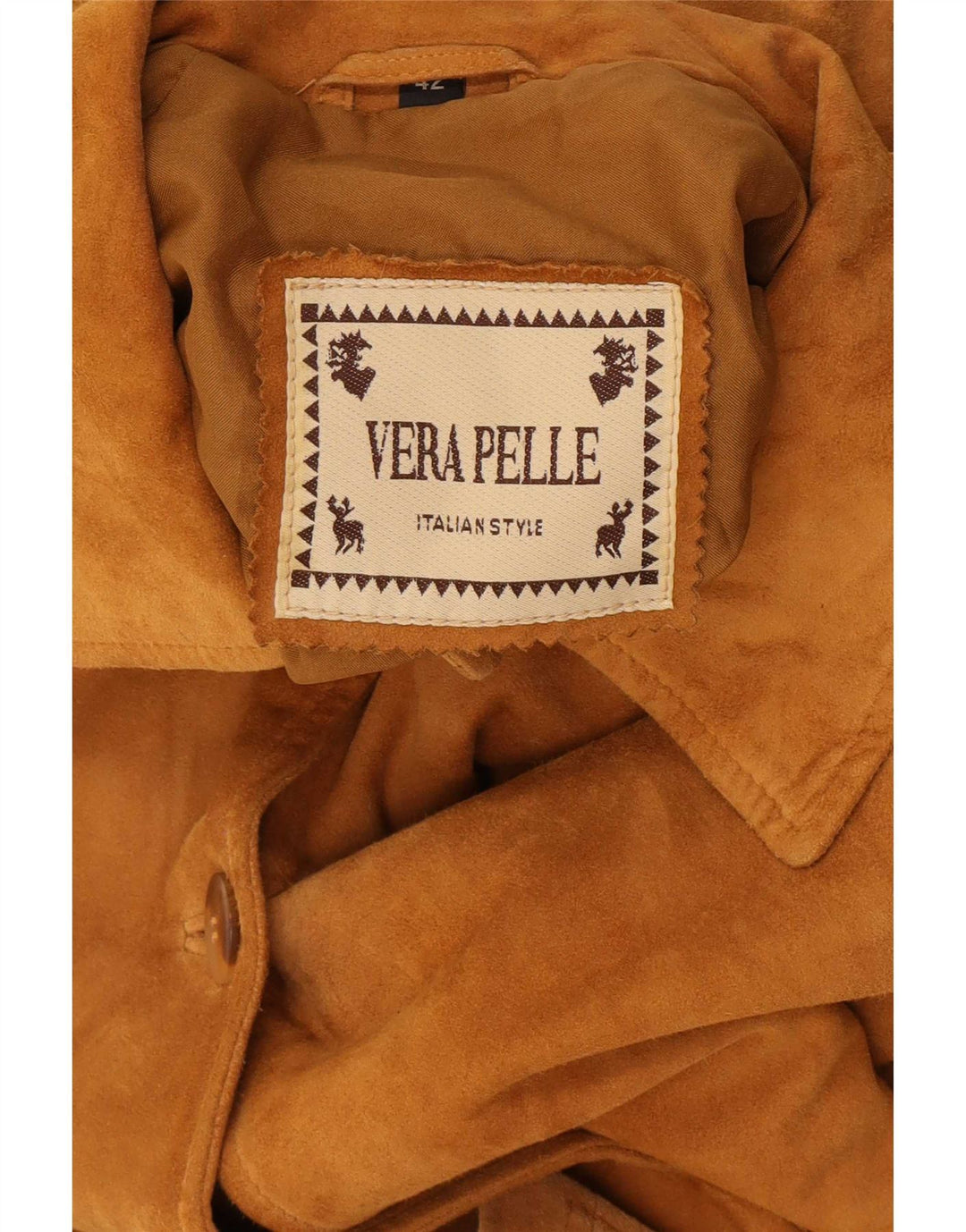 Vintage oversized ruskindsfrakke til kvinder IT 42 Medium Beige Læder