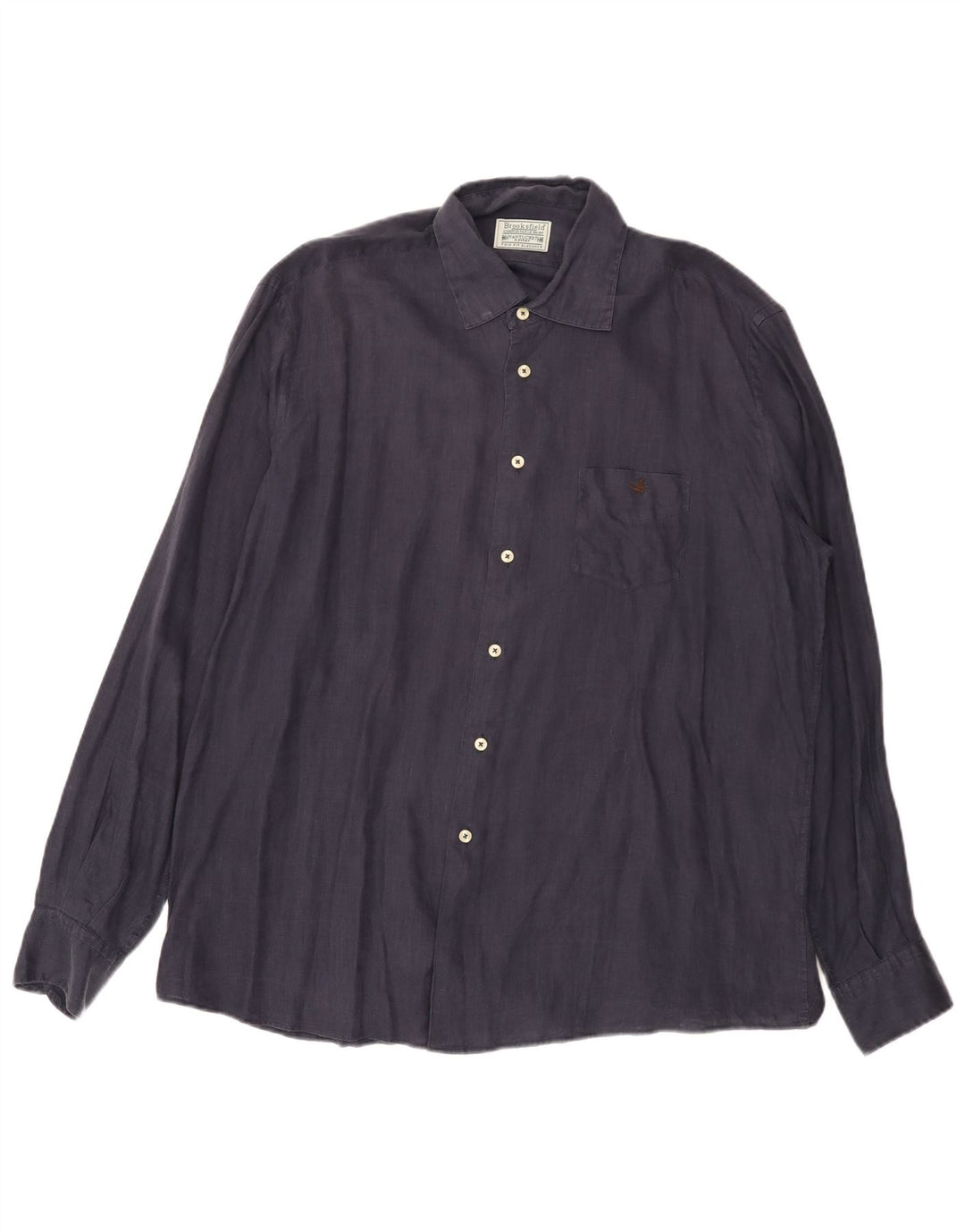 Brooksfield Herreskjorte str. 43 Large Navy Blue Linen